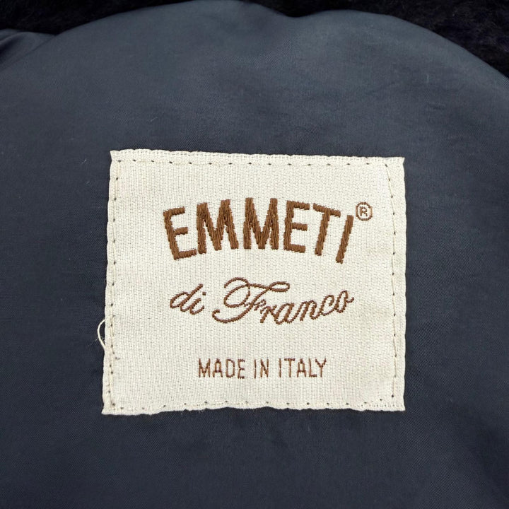 Great EMMETI down coat Knit-paneled long-length zip-up shearling coat Navy 40