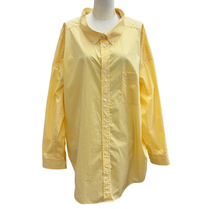 Excellent BALENCIAGA Long sleeve shirt Back logo stripe yellow cotton 34 622050