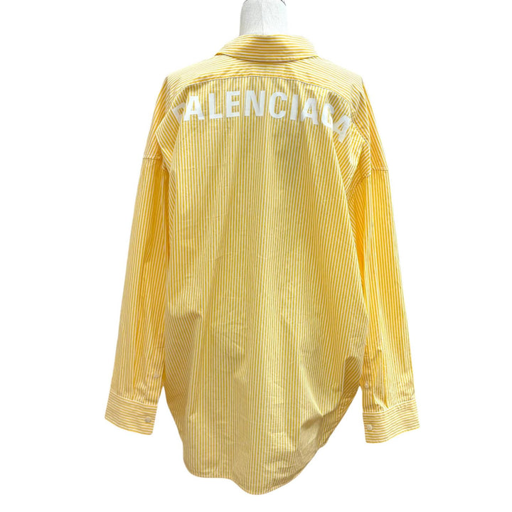 Excellent BALENCIAGA Long sleeve shirt Back logo stripe yellow cotton 34 622050
