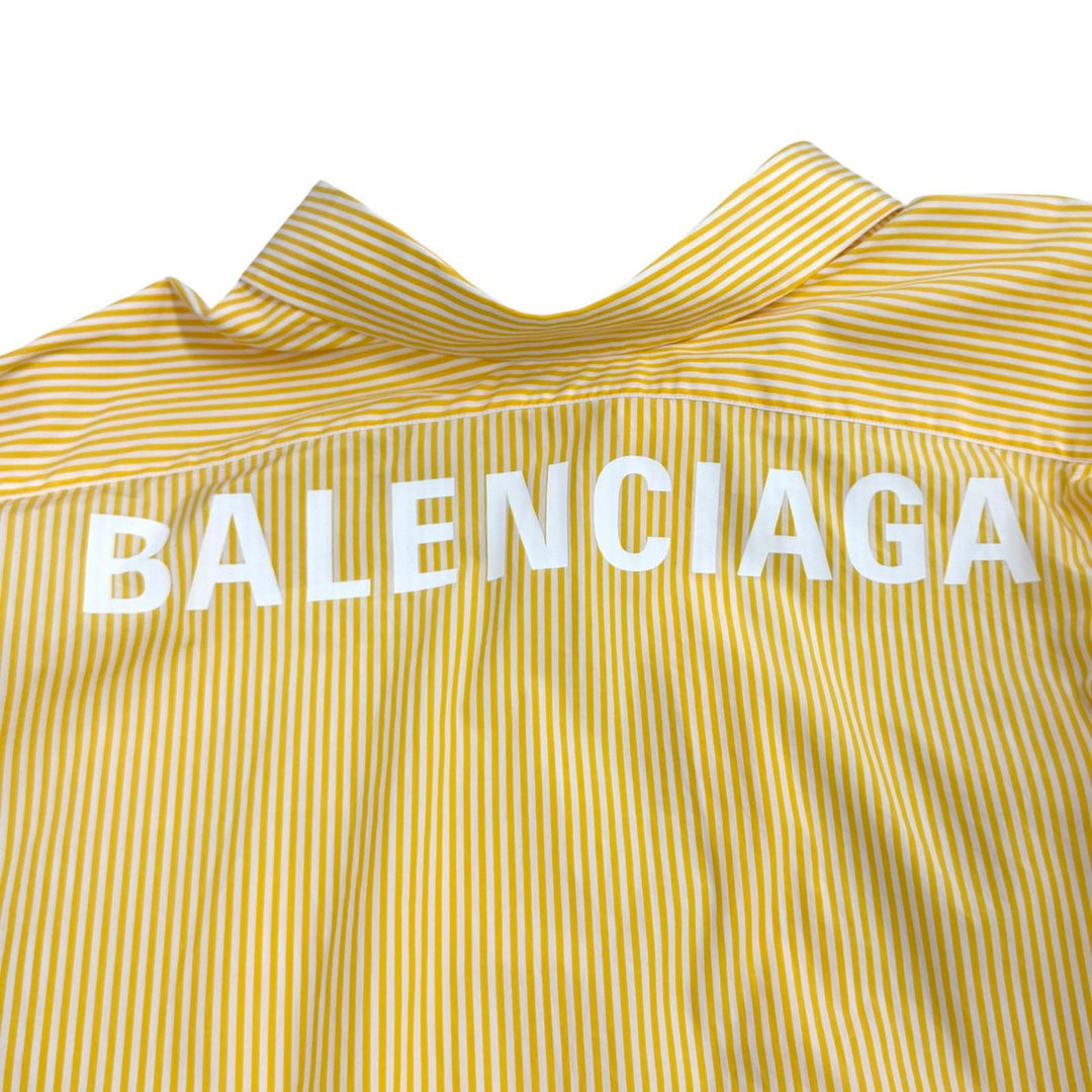 Excellent BALENCIAGA Long sleeve shirt Back logo stripe yellow cotton 34 622050