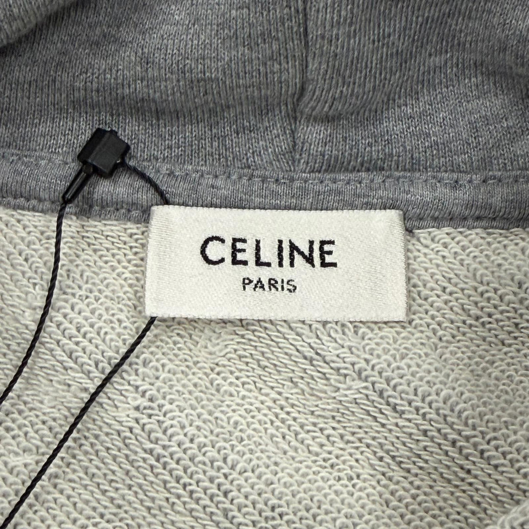 Pristine CELINE hoodie Logo pullover gray cotton mens M RY032510Z