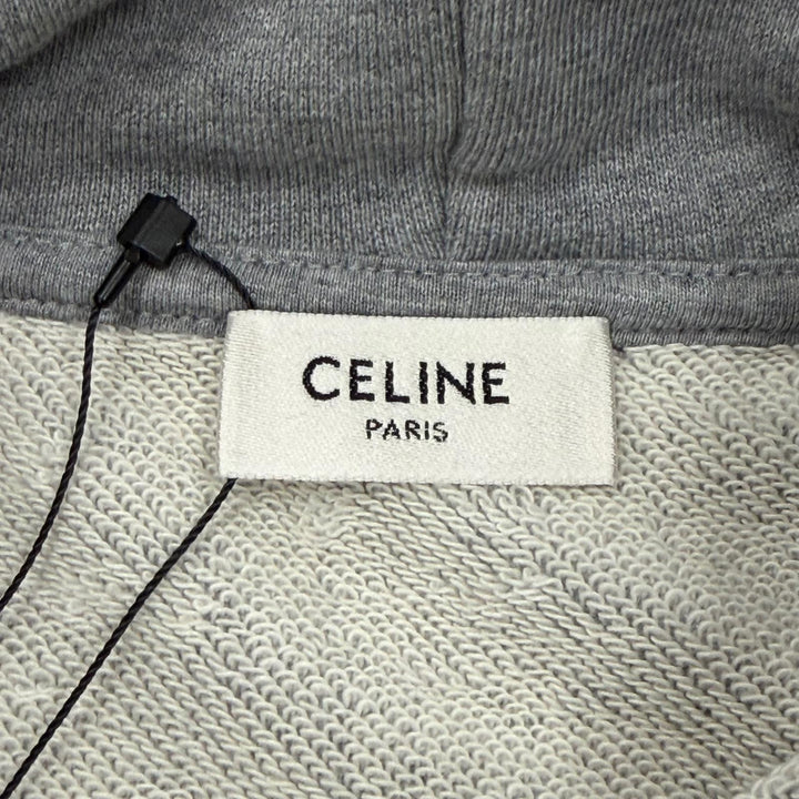 Pristine CELINE hoodie Logo pullover gray cotton mens M RY032510Z
