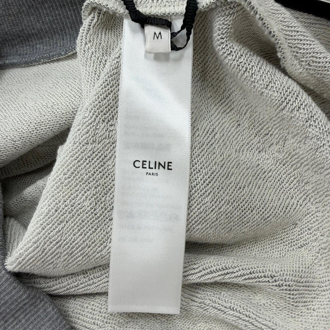 Pristine CELINE hoodie Logo pullover gray cotton mens M RY032510Z