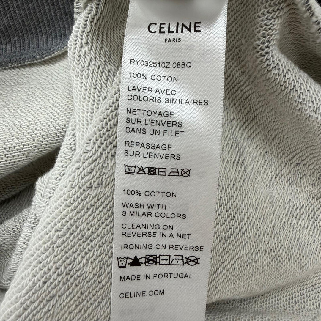 Pristine CELINE hoodie Logo pullover gray cotton mens M RY032510Z