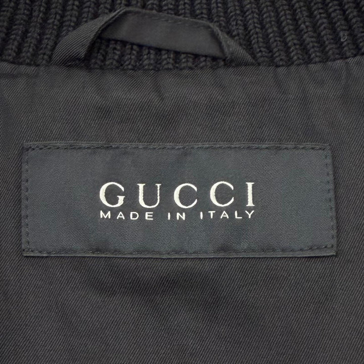 Great GUCCI Bomber jacket double zip-up blouson black wool mens 44 326100