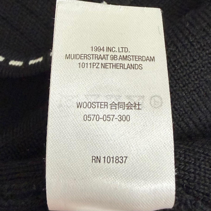 Excellent Supreme knit Contrast Stitch Button Up black wool mens L