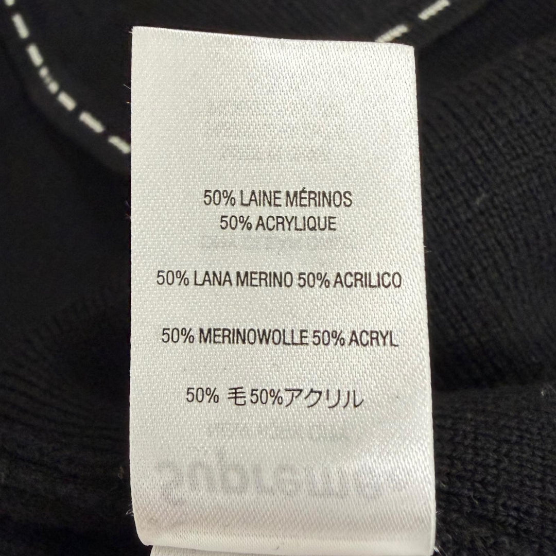 Excellent Supreme knit Contrast Stitch Button Up black wool mens L