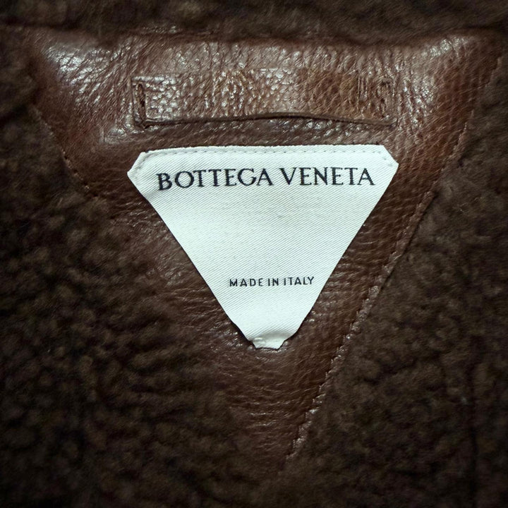 Excellent BOTTEGAVENETA Mouton jacket Double zip Brown Sheep leather mens