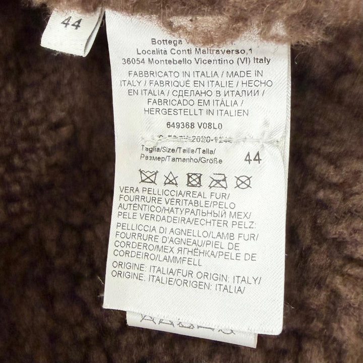 Excellent BOTTEGAVENETA Mouton jacket Double zip Brown Sheep leather mens