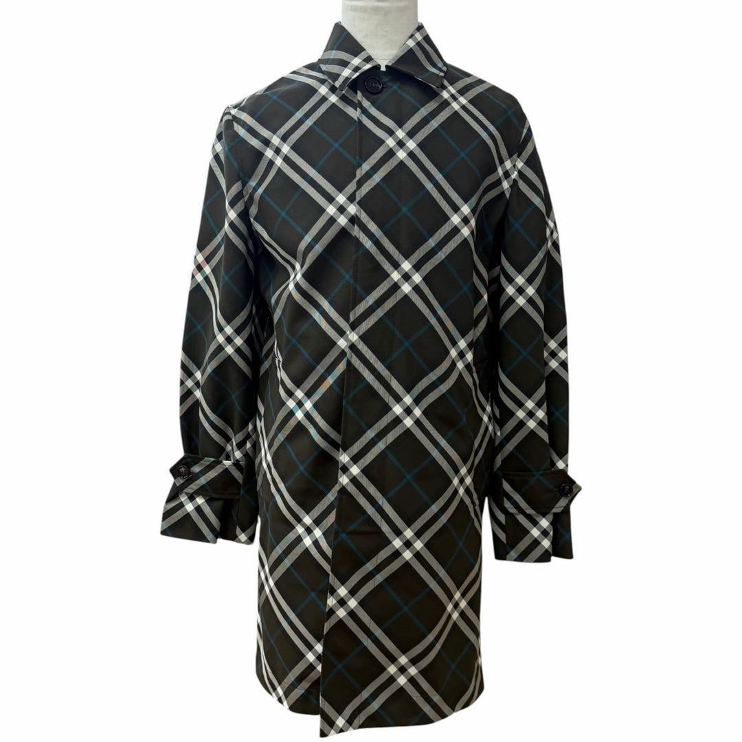 Excellent BURBERRY coat Check Pattern green polyester mens 44 8091845
