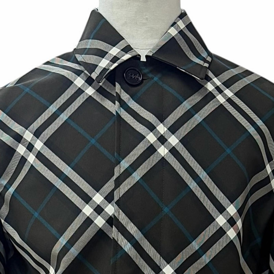 Excellent BURBERRY coat Check Pattern green polyester mens 44 8091845