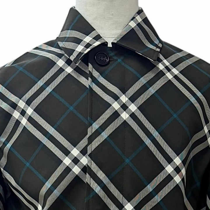 Excellent BURBERRY coat Check Pattern green polyester mens 44 8091845