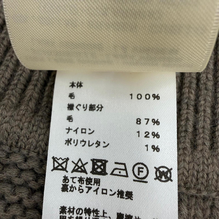 Excellent HERMES poncho H motif knit cape khaki wool Women 38 4H2904D31
