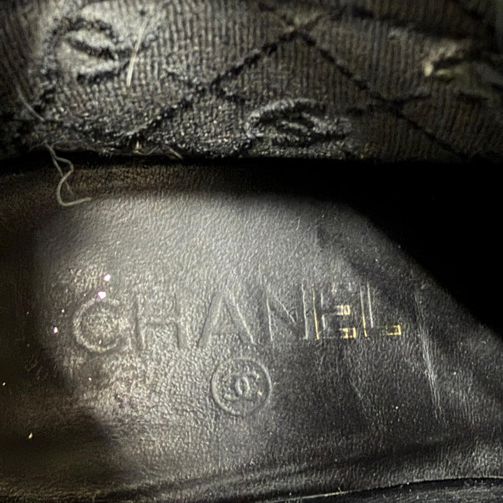 Great CHANEL short boots COCO Mark Side Gore Leather black Women 37.5 G45937