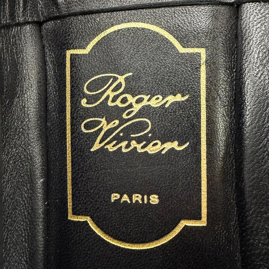 Excellent ROGER VIVIER Mule Babouche crystal buckle black leather Women 38