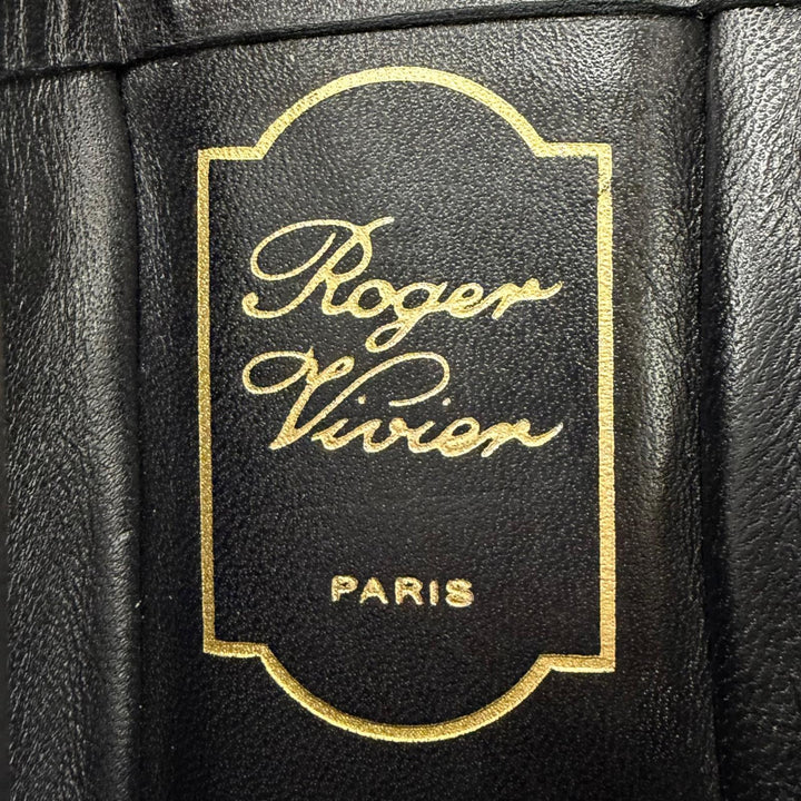 Excellent ROGER VIVIER Mule Babouche crystal buckle black leather Women 38