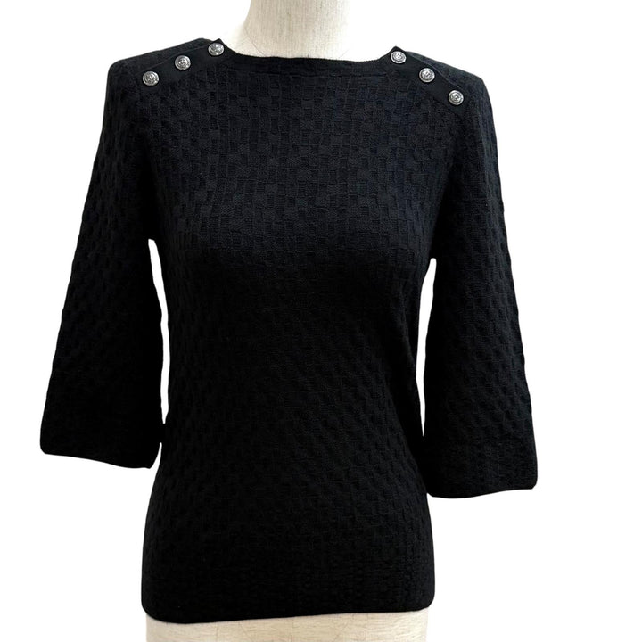Excellent CHANEL knit black cashmere Women 34 P59203K07755
