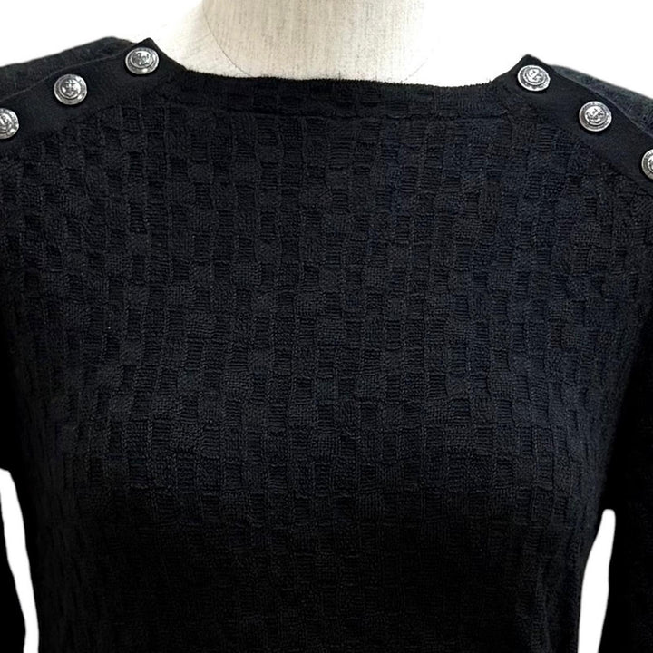 Excellent CHANEL knit black cashmere Women 34 P59203K07755