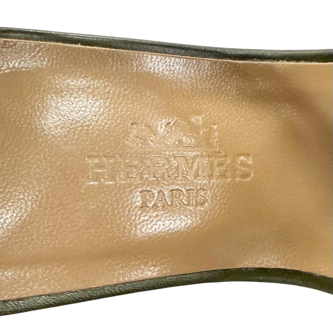 Great HERMES Sandals Cross-strap wedge sandals Navy leather Women 36