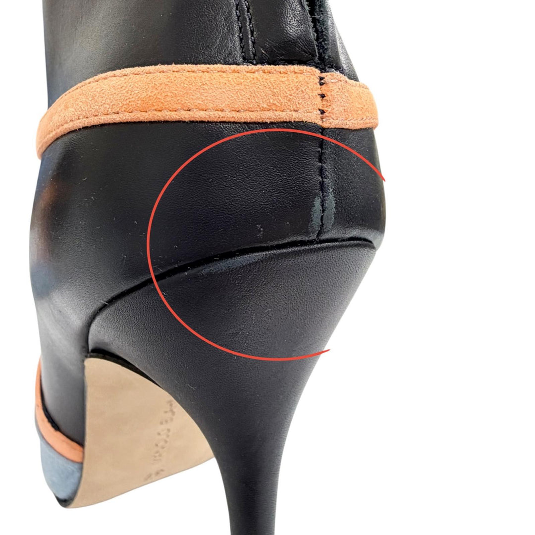 Excellent MANOLO BLAHNIK Booties NUSA Back zip, pointed toe Dark navy 37