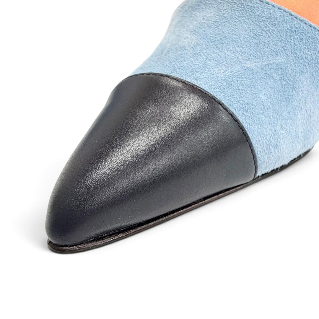 Excellent MANOLO BLAHNIK Booties NUSA Back zip, pointed toe Dark navy 37
