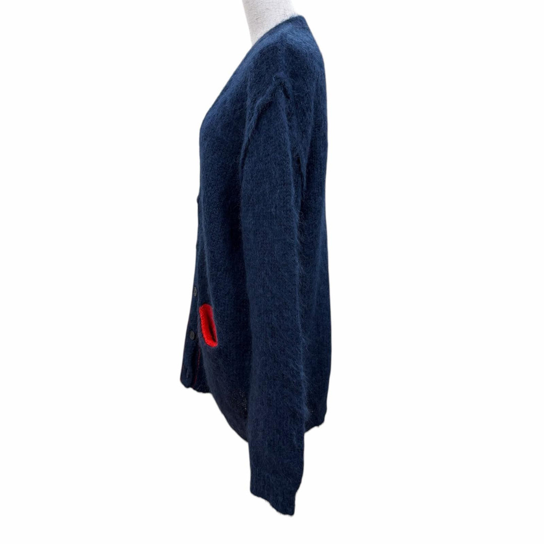 Excellent Maison Margiela 4 cardigan Oversized long sleeve knit Navy mohair XS