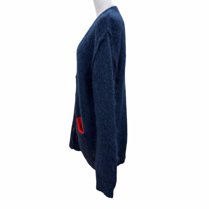 Excellent Maison Margiela 4 cardigan Oversized long sleeve knit Navy mohair XS