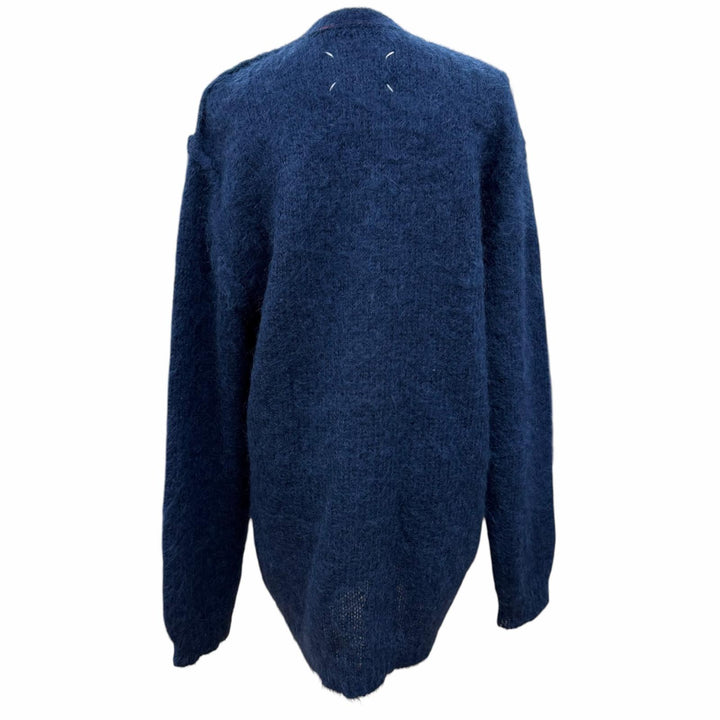 Excellent Maison Margiela 4 cardigan Oversized long sleeve knit Navy mohair XS