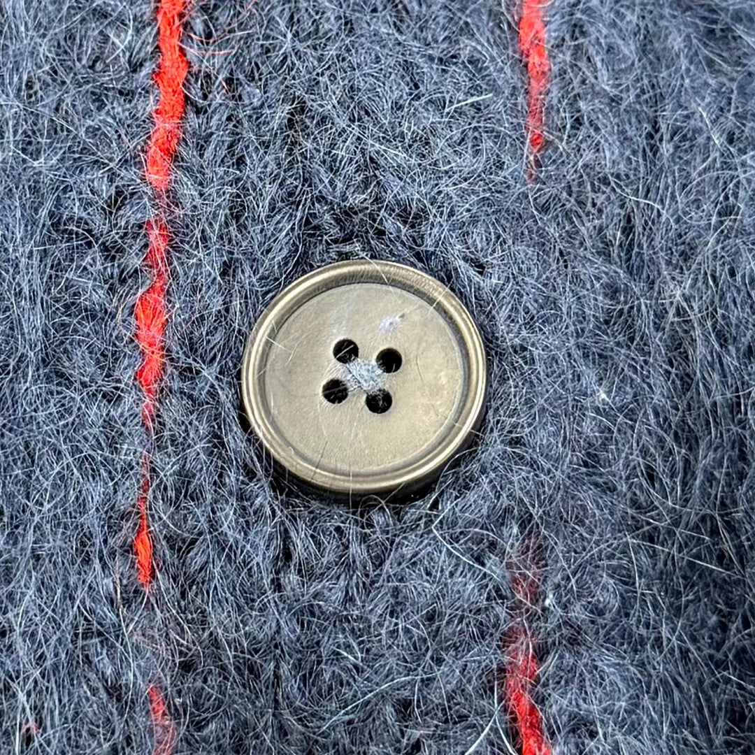 Excellent Maison Margiela 4 cardigan Oversized long sleeve knit Navy mohair XS