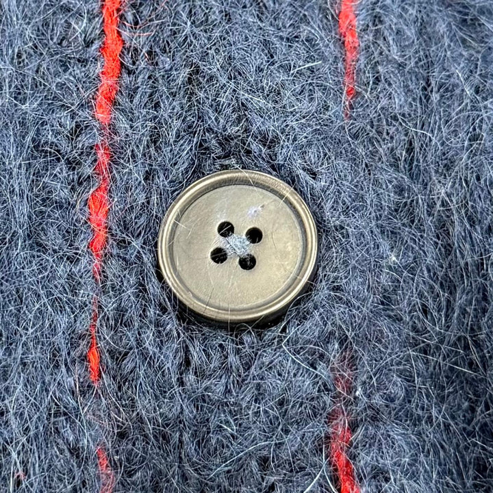 Excellent Maison Margiela 4 cardigan Oversized long sleeve knit Navy mohair XS