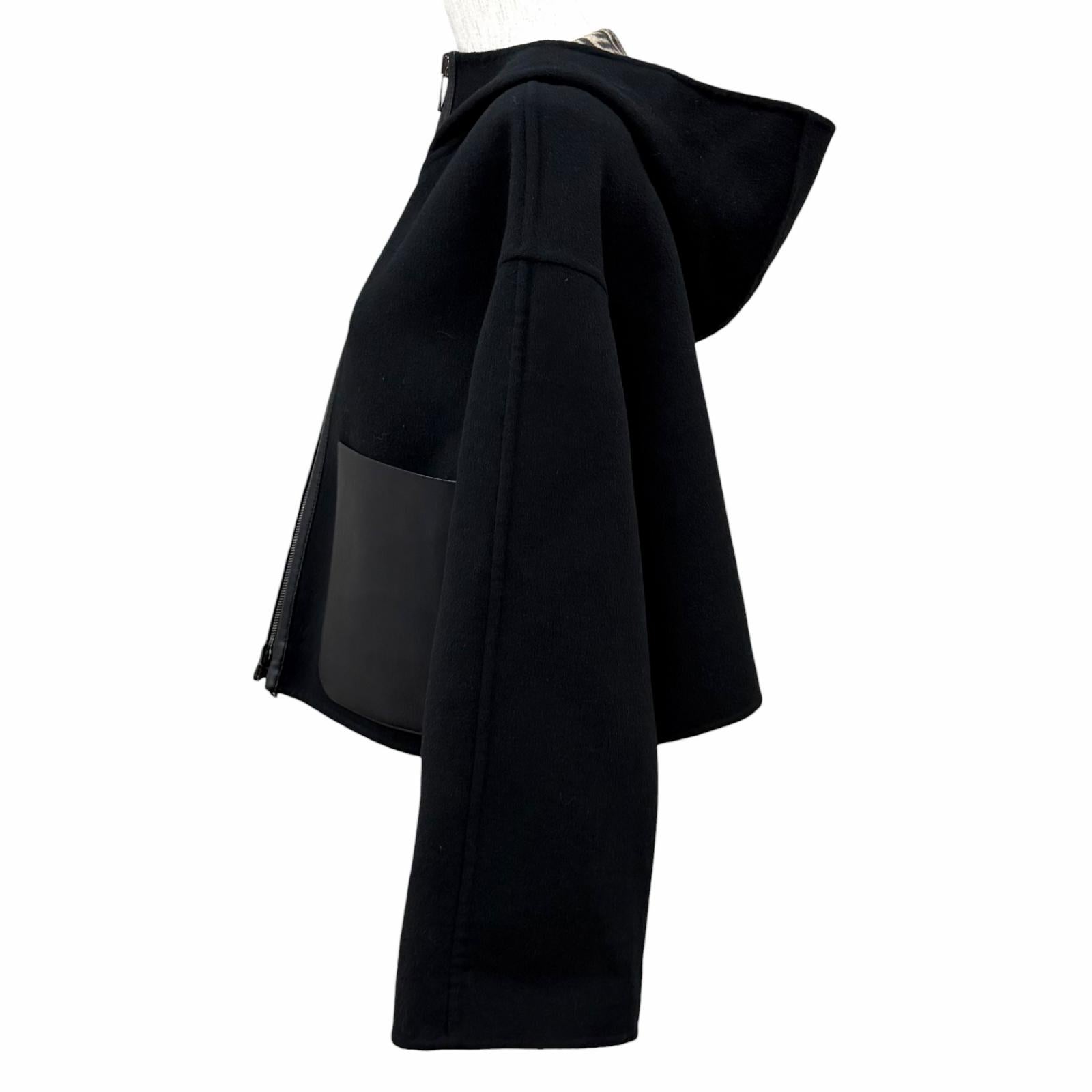 Excellent FENDI Jacket Reversible FF Logo Cropped Pants black wool