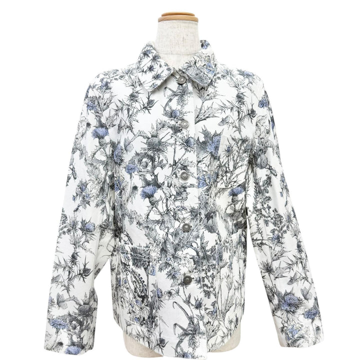 Excellent Christian Dior Denim Jacket Logo button, floral print 44 512V16A3017