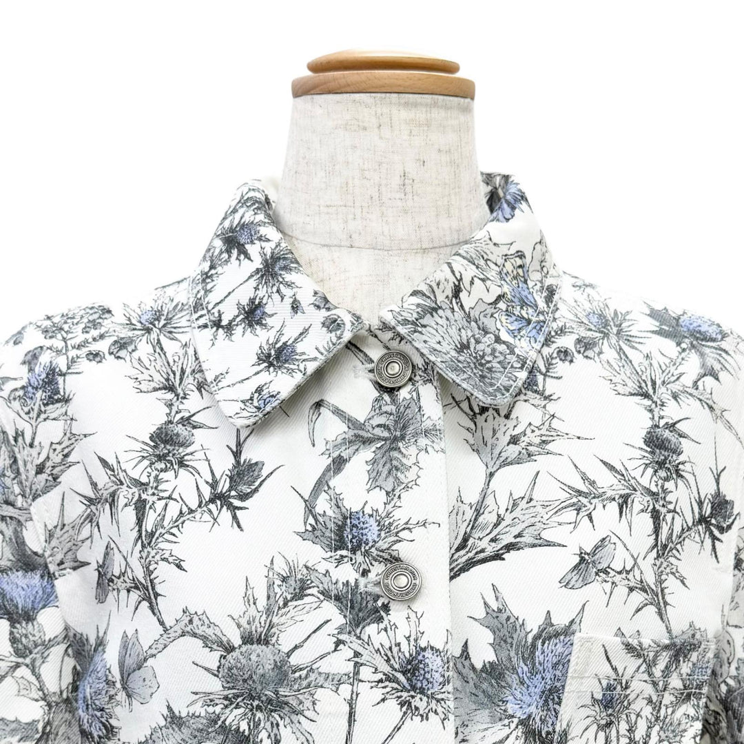 Excellent Christian Dior Denim Jacket Logo button, floral print 44 512V16A3017