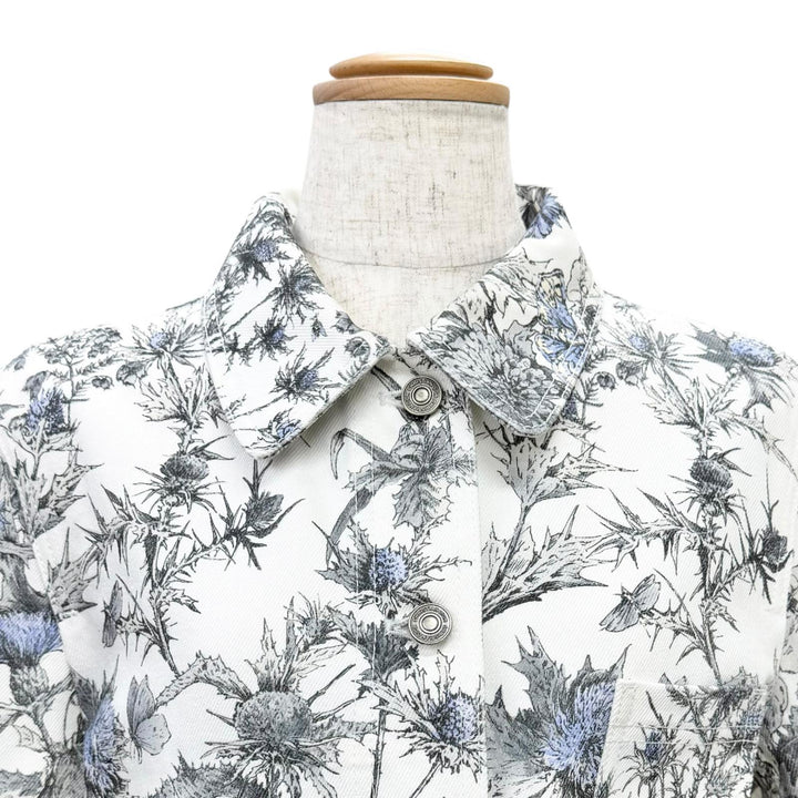 Excellent Christian Dior Denim Jacket Logo button, floral print 44 512V16A3017