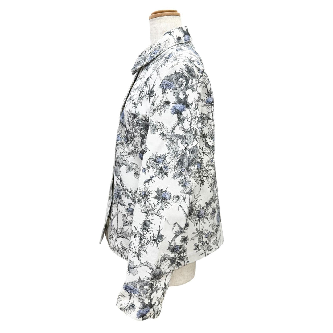 Excellent Christian Dior Denim Jacket Logo button, floral print 44 512V16A3017