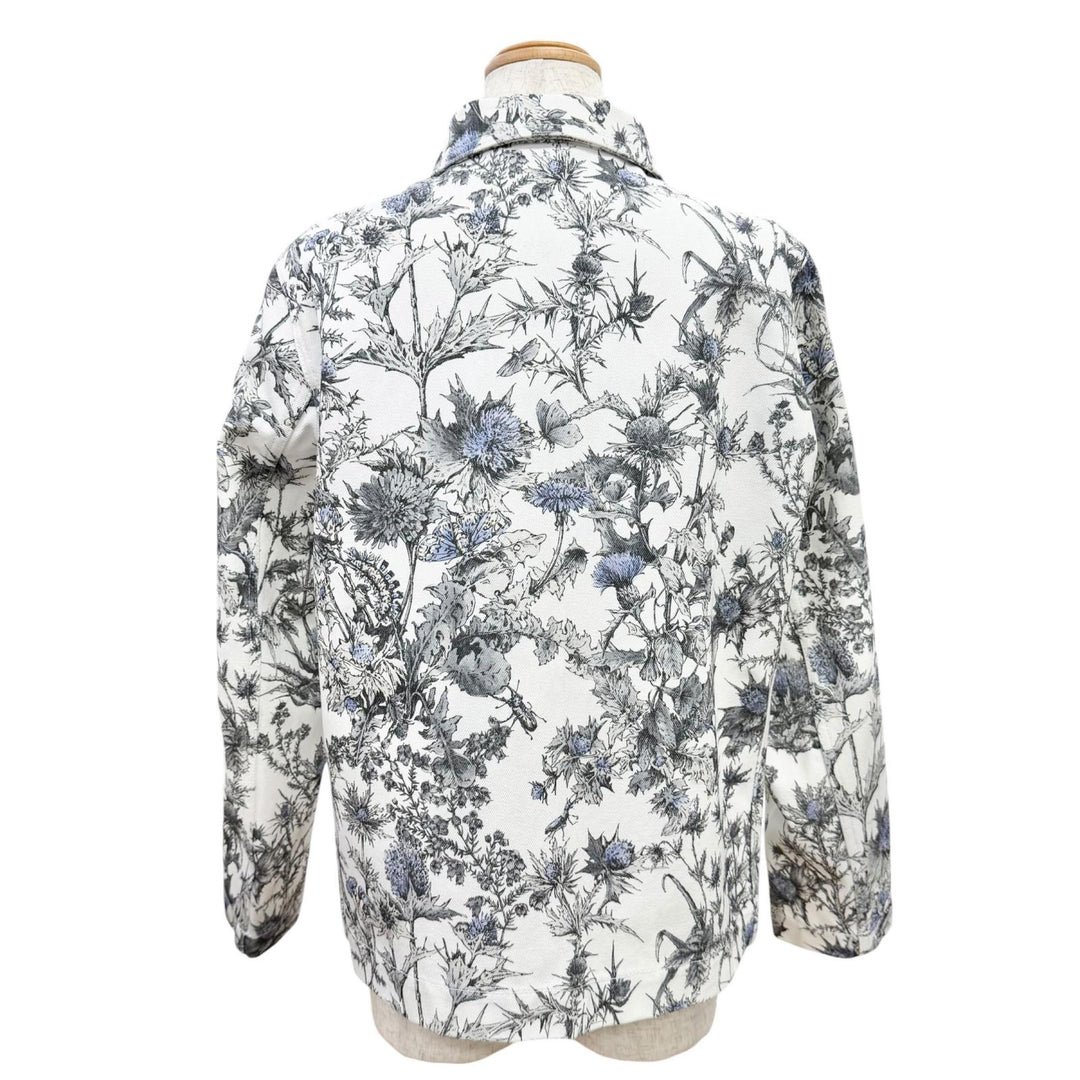 Excellent Christian Dior Denim Jacket Logo button, floral print 44 512V16A3017