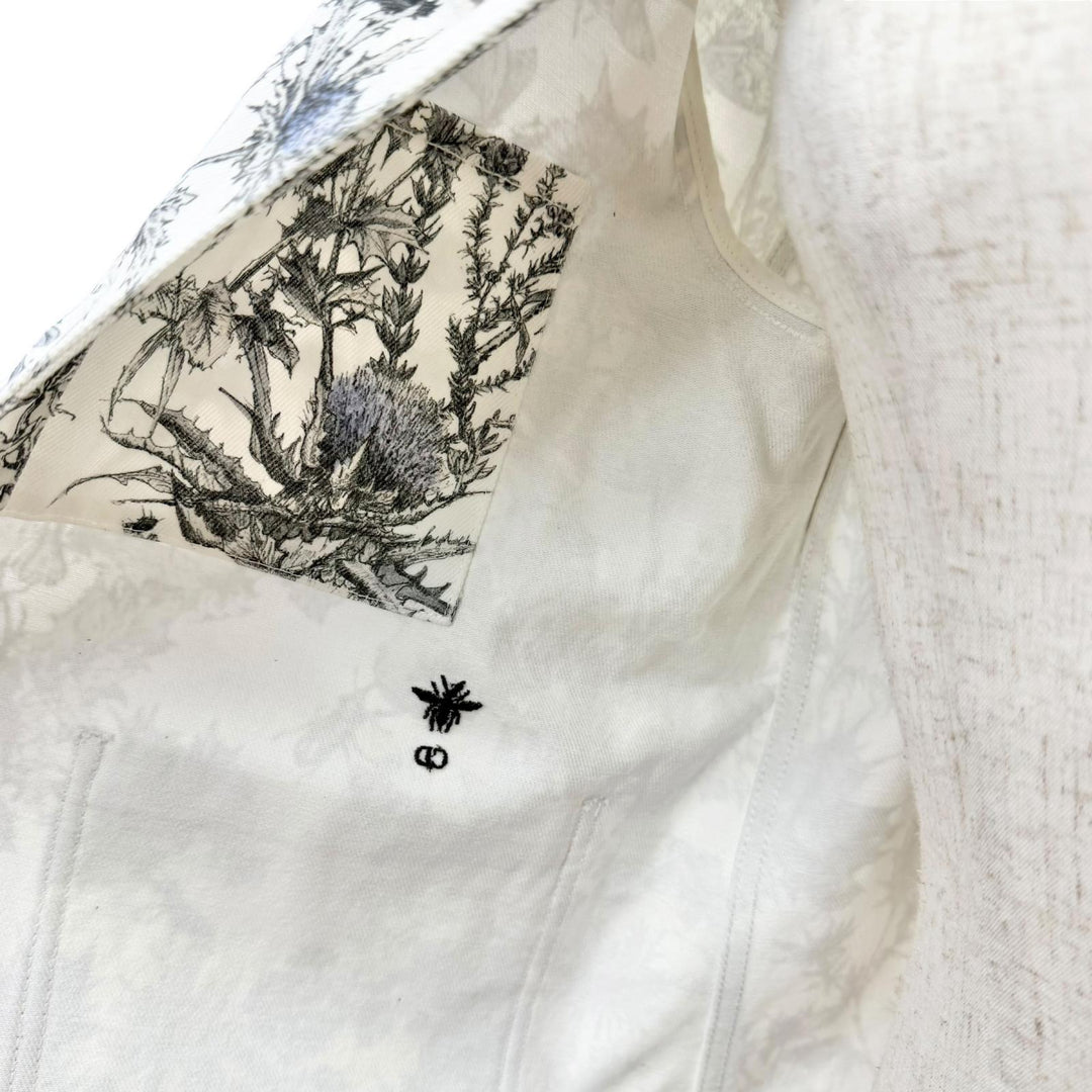 Excellent Christian Dior Denim Jacket Logo button, floral print 44 512V16A3017