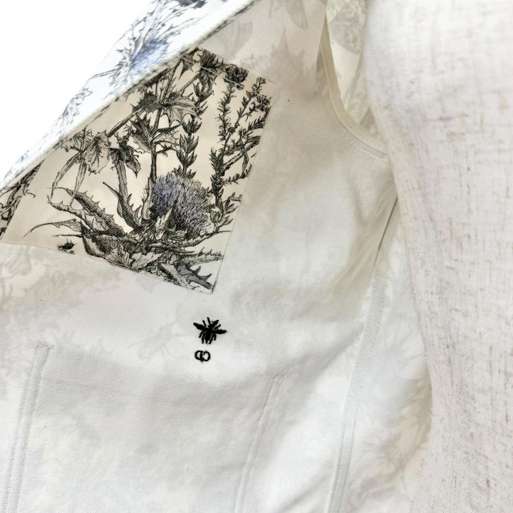 Excellent Christian Dior Denim Jacket Logo button, floral print 44 512V16A3017