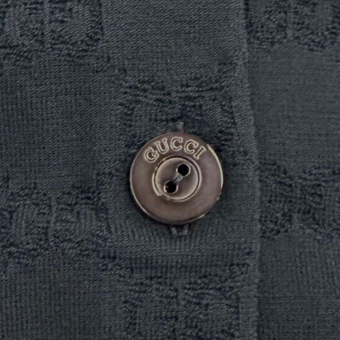 Pristine GUCCI GG Fine Fabric Jacquard Cardigan Navy Rayon Women M 864991