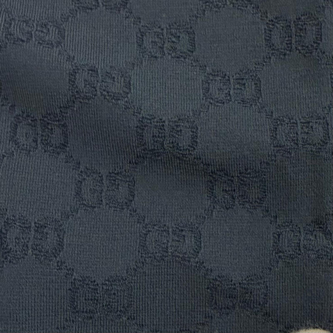 Pristine GUCCI GG Fine Fabric Jacquard Cardigan Navy Rayon Women M 864991