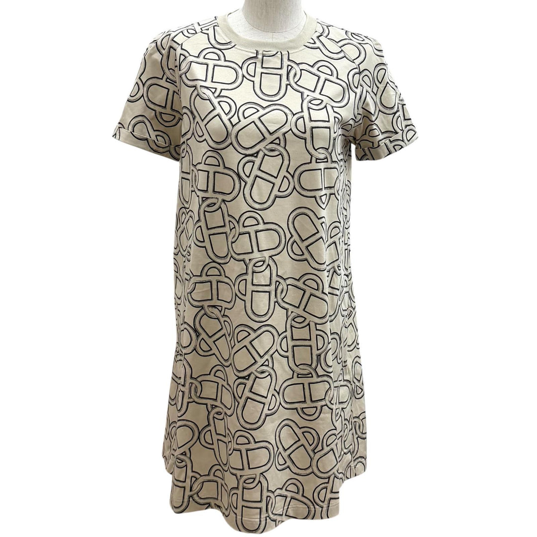 Pristine HERMES one piece Flared dress, Maillon Equestre print 36 6H4522DG