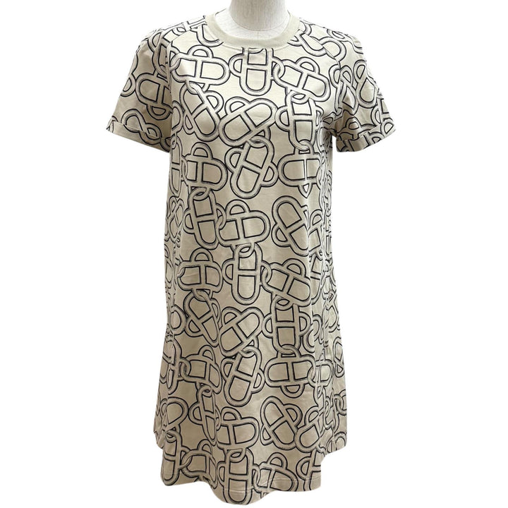 Pristine HERMES one piece Flared dress, Maillon Equestre print 36 6H4522DG