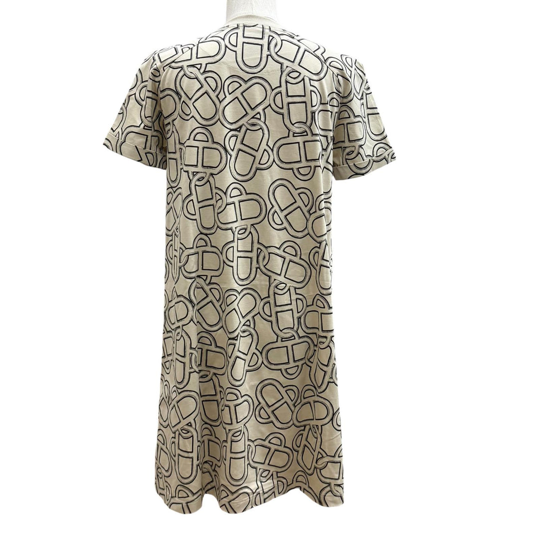 Pristine HERMES one piece Flared dress, Maillon Equestre print 36 6H4522DG