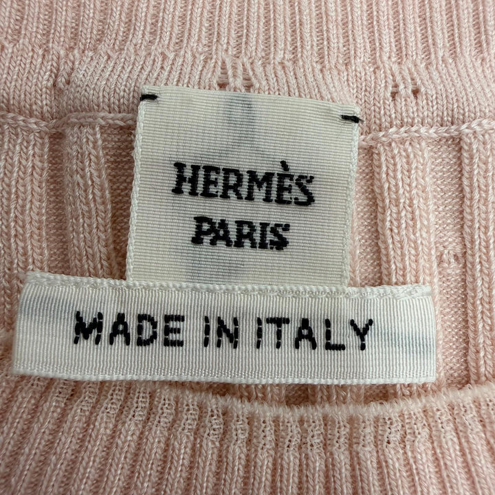 Excellent HERMES knit No sleeve pink silk Women 36 6E2662DI