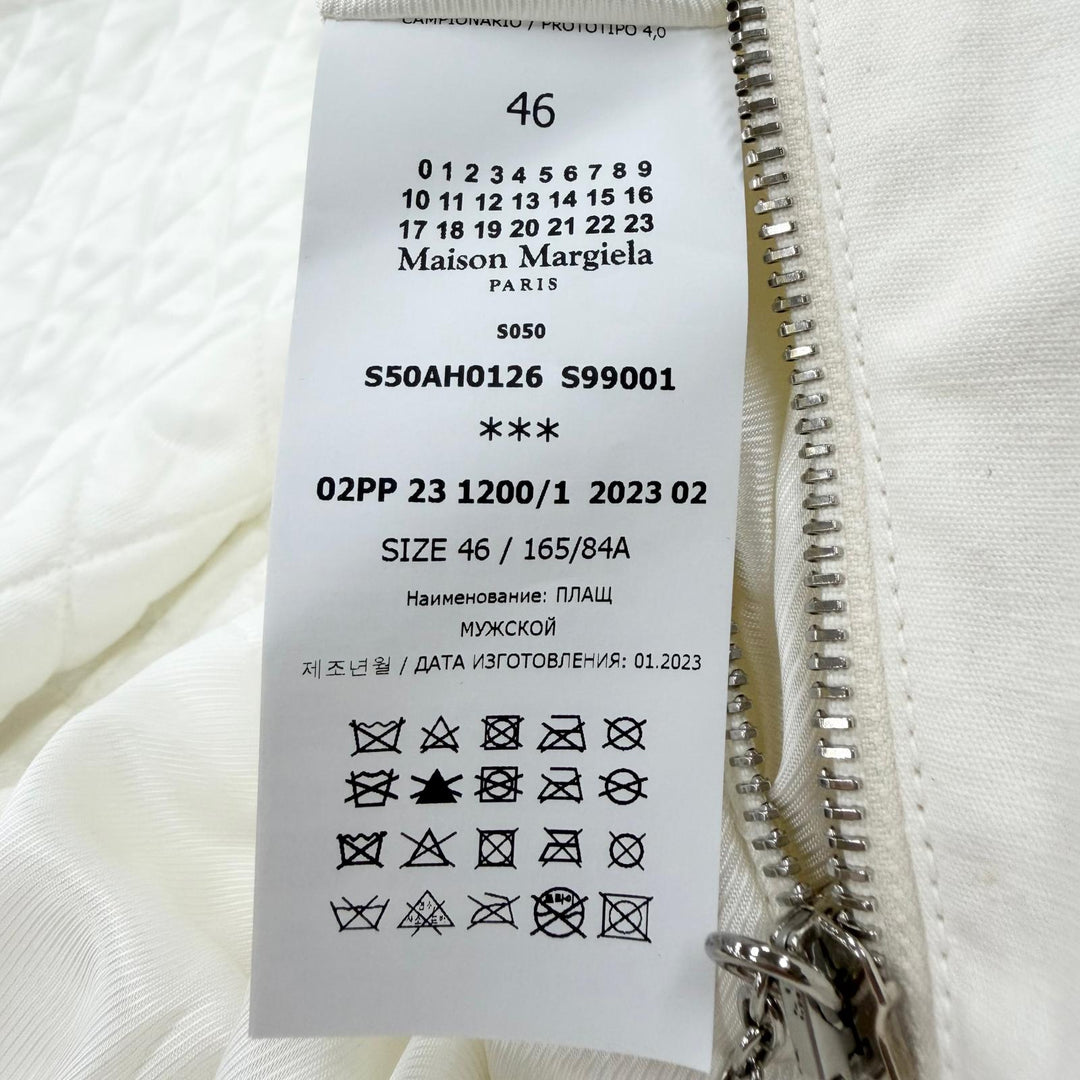 Excellent Maison Margiela 1 10 trench coat white wool mens 46 S50AH0126