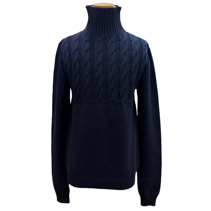 Excellent Maison Margiela 10 sweater Turtleneck Cable Knit Navy S S50HL0026