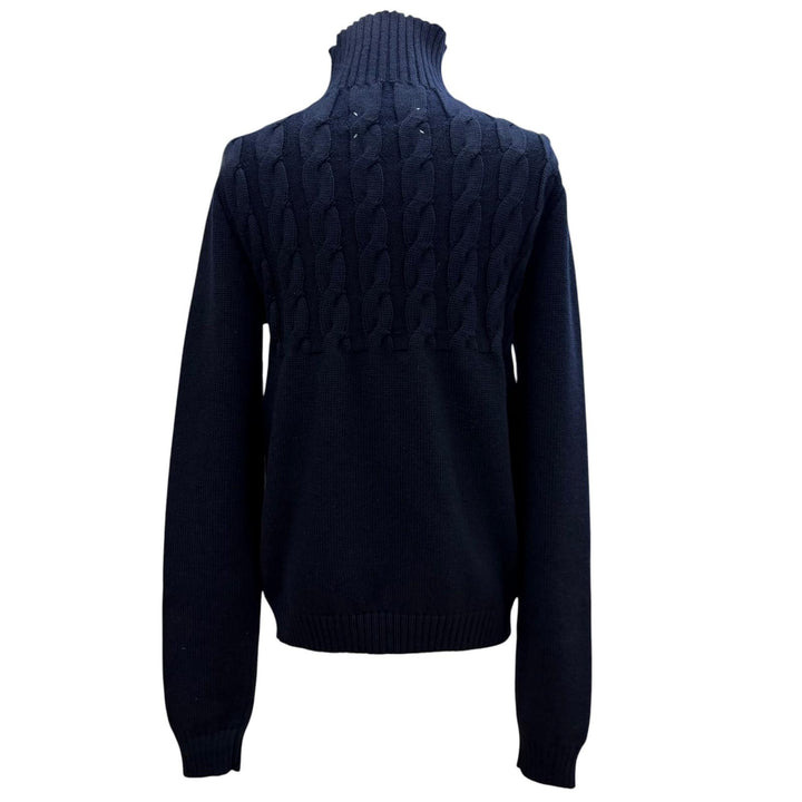 Excellent Maison Margiela 10 sweater Turtleneck Cable Knit Navy S S50HL0026