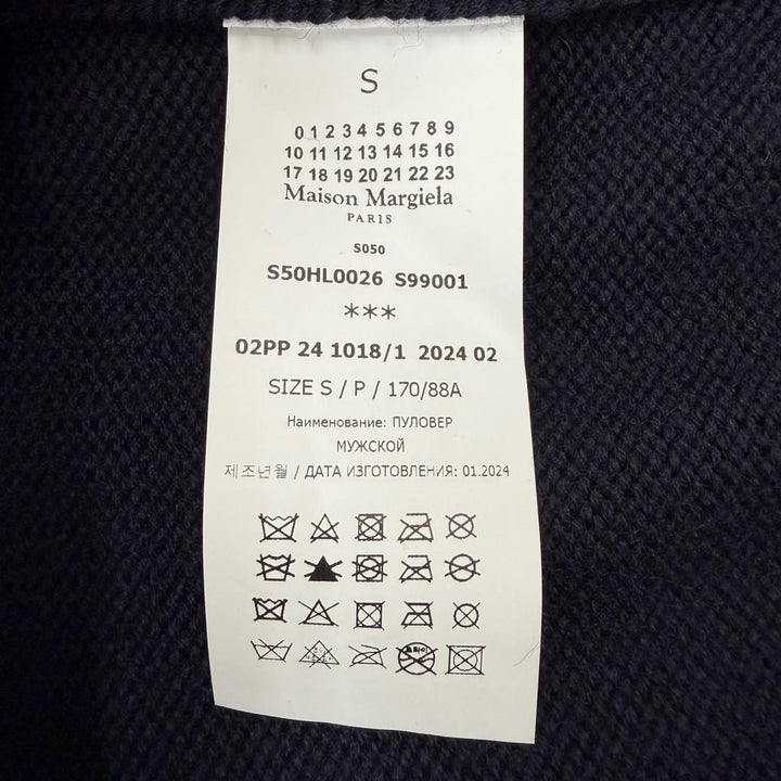 Excellent Maison Margiela 10 sweater Turtleneck Cable Knit Navy S S50HL0026