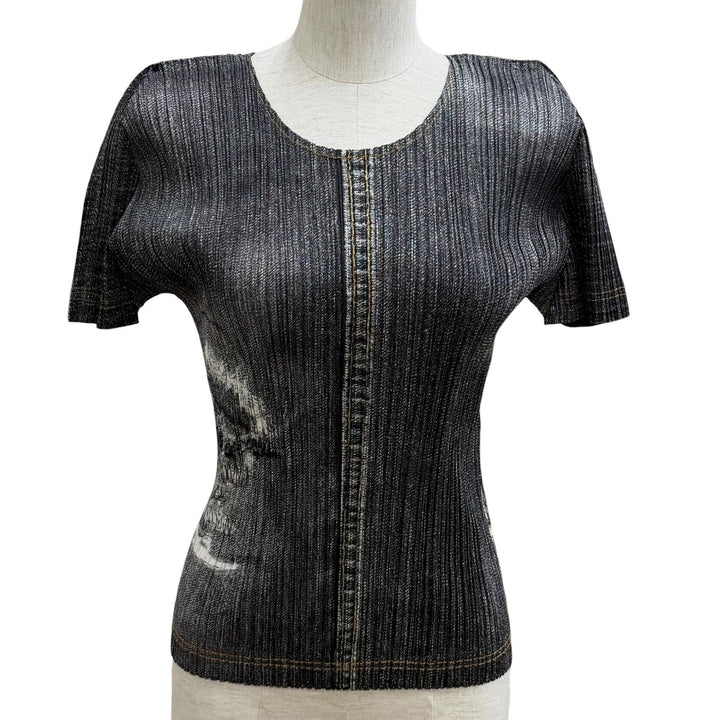Excellent PLEATS PLEASE tops Black series polyester Women 3 PP71-JK535