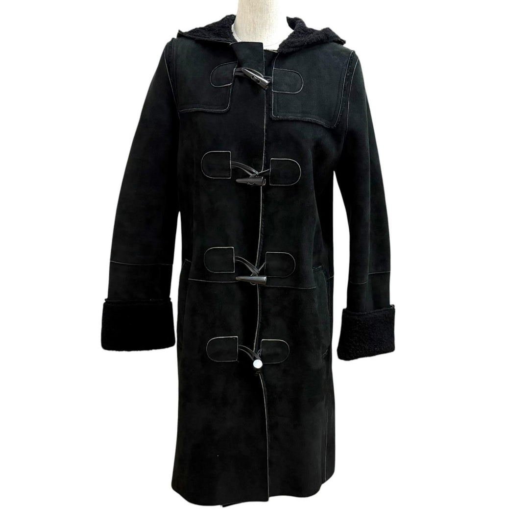 Great BURBERRY LONDON Duffel coat black Sheep leather Women 38
